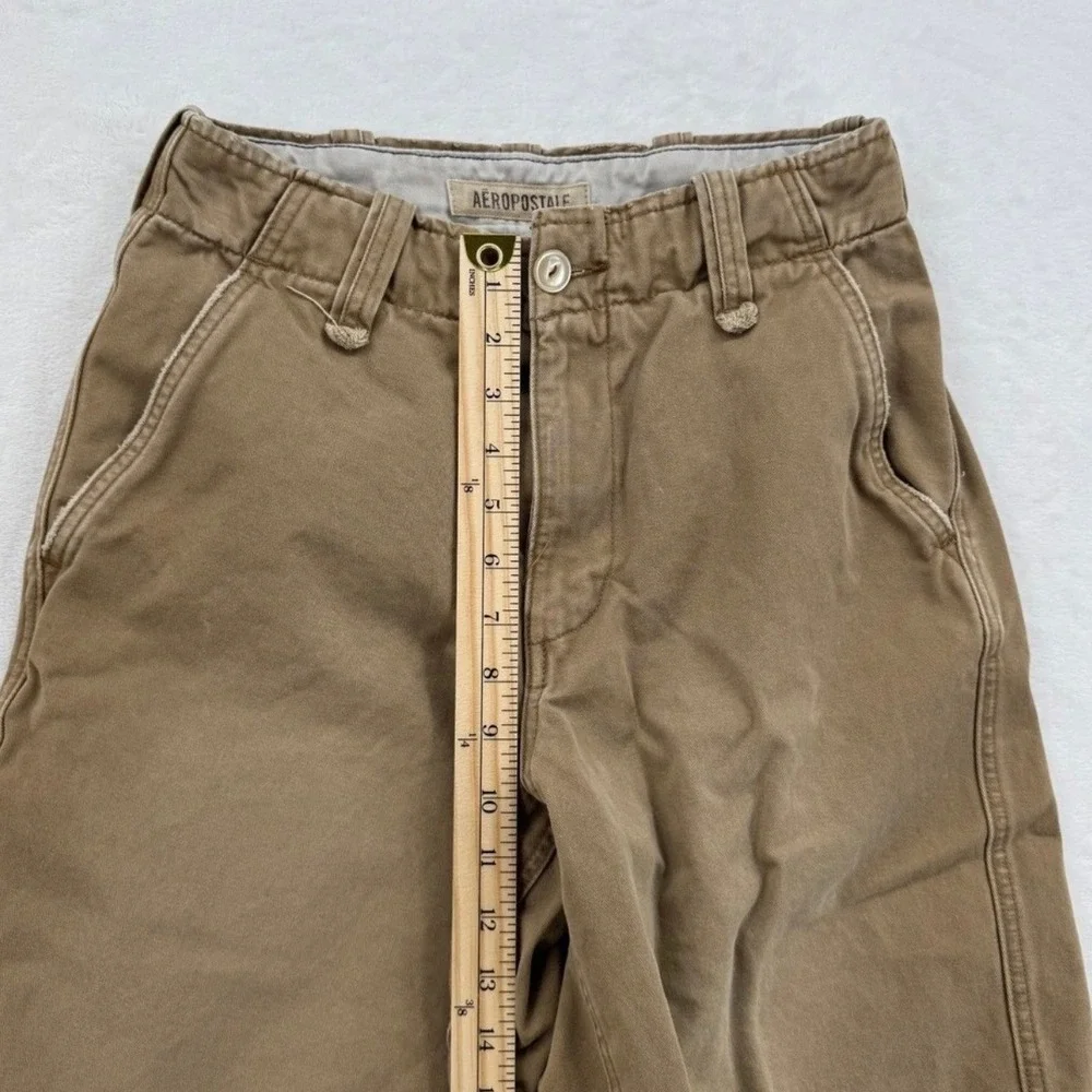 Aeropostale Shorts Kids 27 Tan Khaki Excellent Raw Hem Cotton Chino Skater
